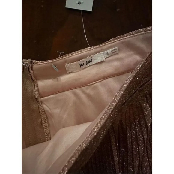 Francesca's Caitlyn Metallic Mini Pleated Skirt Size Small - Picture 5 of 6